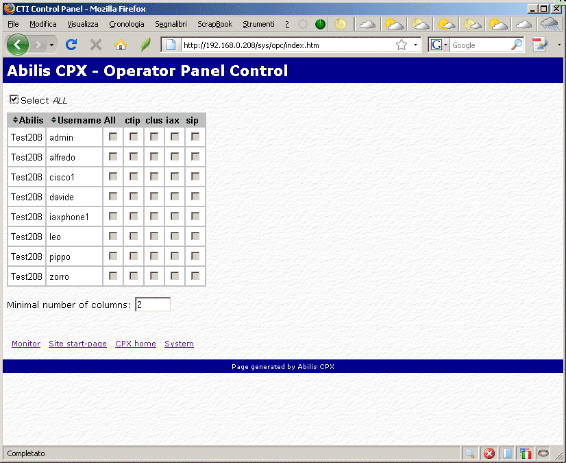 OPC preferences window